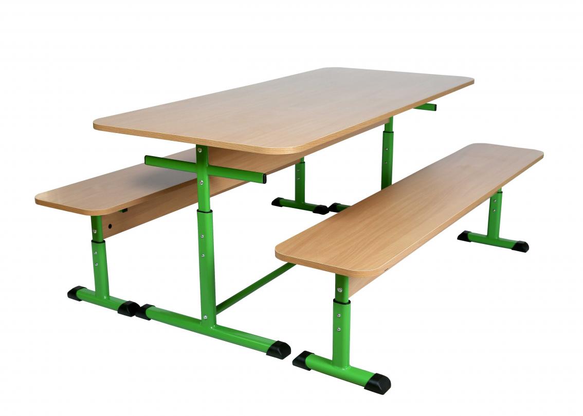 Стіл 4-місний для шкільної їдальні, на ростові групи №4-6, каркас - плоскоовальна металева труба, АЛМАНТ, 1200х700х640-760 мм.